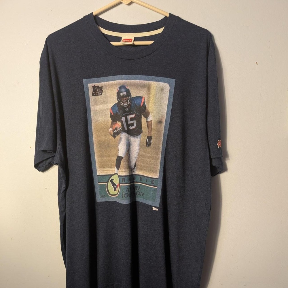Homage Andre Johnson Houston Texans Topps Rookie Card Graphic T-Shirt Navy XXL